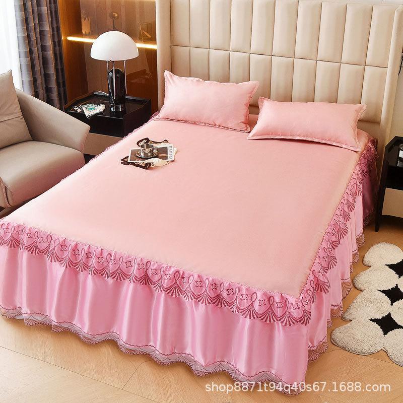 Оптовый моющийся летний коврик из ледяного шелка, юбка для кровати, цельный чехол для кровати, накидка на кровать, набор из трех предметов, чехол для матраса Simmons, защитный чехол