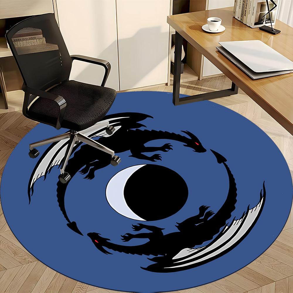 1pc Dragon Moon Office Round Area Rug, Under Office Chairs Bedroom Living Room Home Decor, Room Deco, Available in Various Sizes