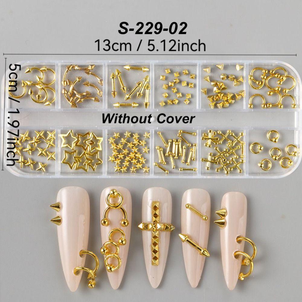 Silvery Golden Nail Charms Y2K Nail Decor Fashion Manicure Accessories