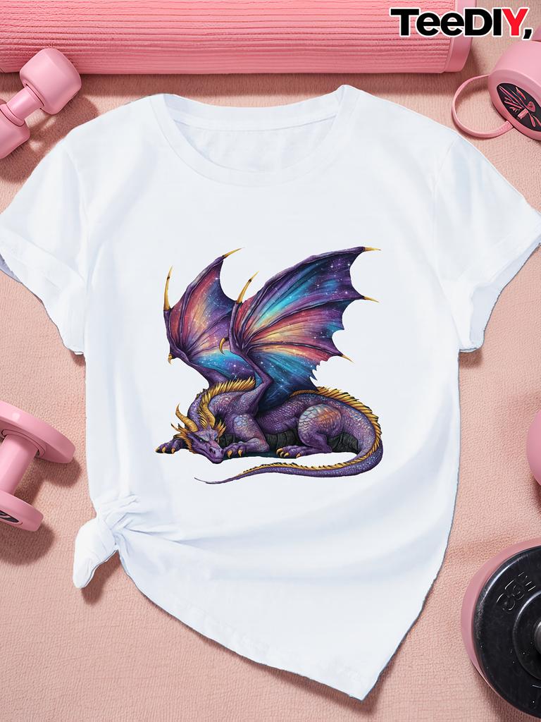 Cosmic Dragon Graphic Print T-shirt