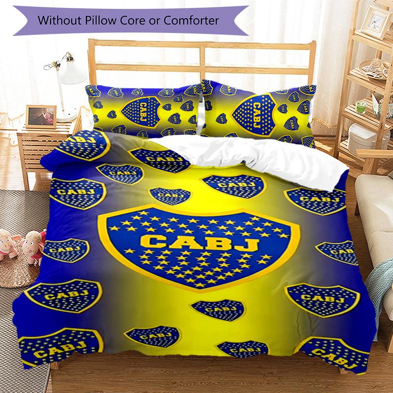 3pcs Club Atlético Boca Juniors pattern bedding set duvet cover set includes duvet cover &pillowcases,perfect all season bedroom decoration&gift