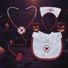 Ruffle Fringe Edge Nurse Costume Accessories Red Cross with Heart Nurse Headband  Halloween Party