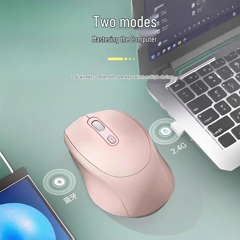 Беспроводная Bluetooth-мышь с двумя режимами, бесшумная, для ноутбуков Lenovo, Asus, HP, Dell