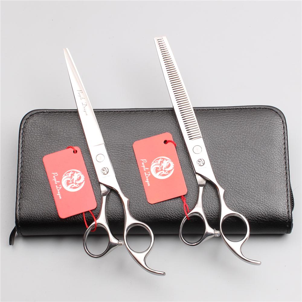 Груминг-ножницы для собак Purple Dragon 7,5" Японская нержавеющая филировочные ножницы Филировочные ножницы Парикмахерские ножницы Ножницы для животных Серебристые