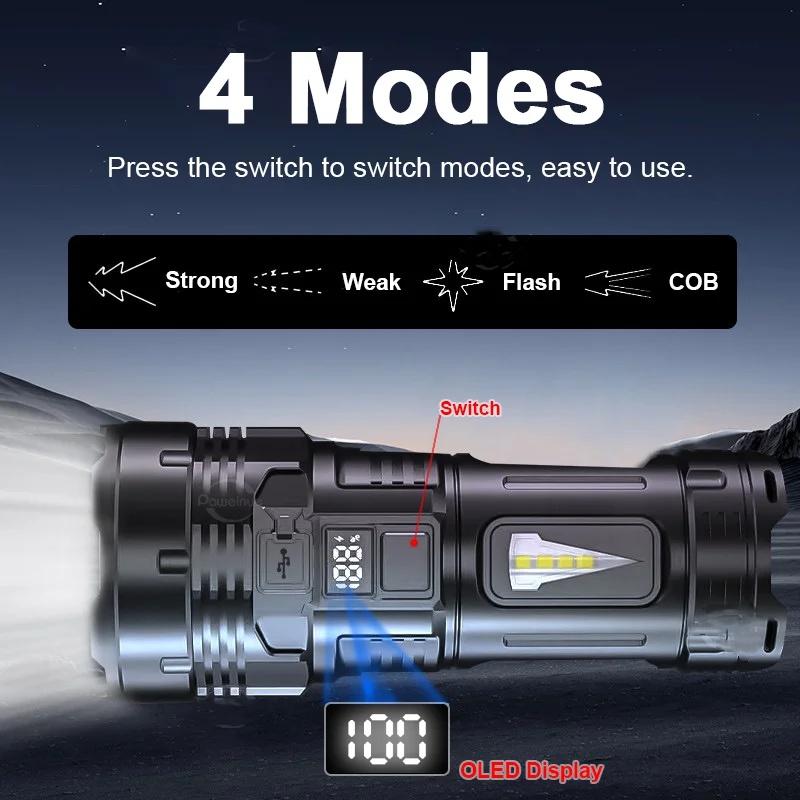 7 светодиодов мощный светодиодный фонарик высокой мощности перезаряжаемый USB фонарик дальнего действия фонарик для рыбалки и охоты с COB светом
