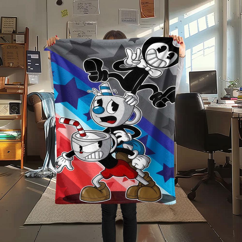 Cuphead Vintage Stars Blanket, High quality Comfortable for All Seasons, Home Decor, Warmth and Comfort