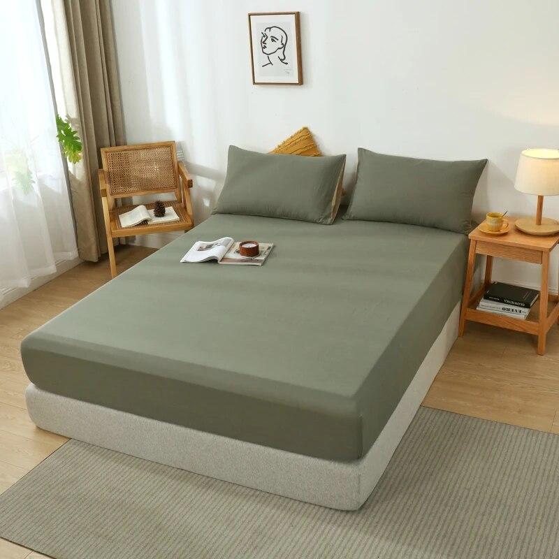 Высококачественный защитный чехол для матраса из 100% хлопка, регулируемая простыня 160x200, без наволочки, в клетку