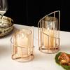 Golden/Black Metal Glass Candle Holder Non-slip Ornaments Nordic Candle Candlestick Flat Bottom Multi-Purpose