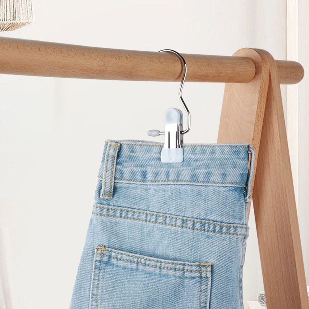 1/5/10PCS Windproof Stainless Steel Pants Clip with Hook Home Storage Rack for Household