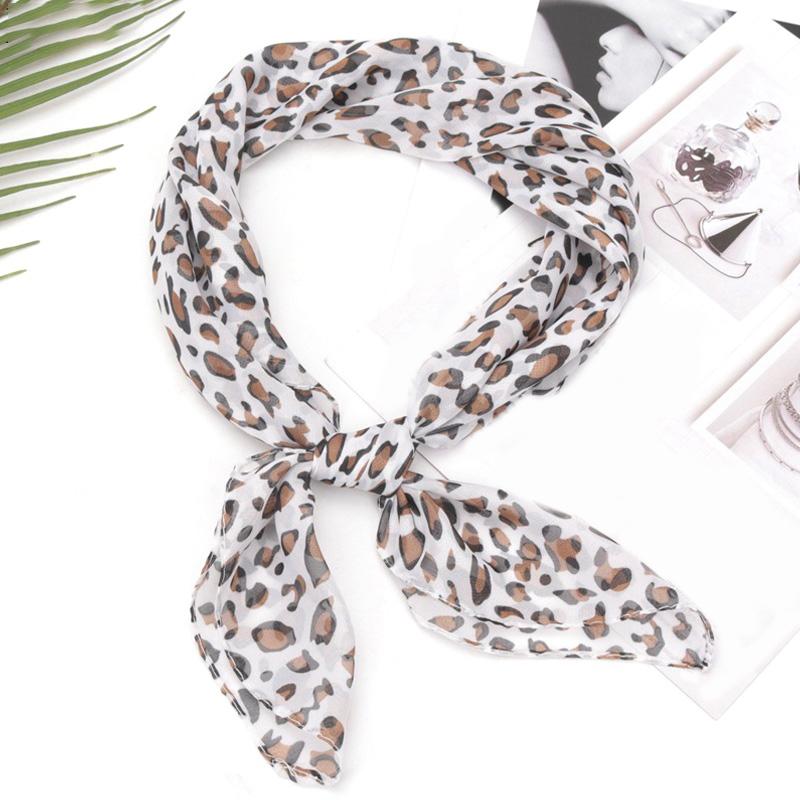 1 шт., декоративная повязка для волос с леопардовым принтом, платок, шифоновый квадратный шарф, защита от солнца, винтажный