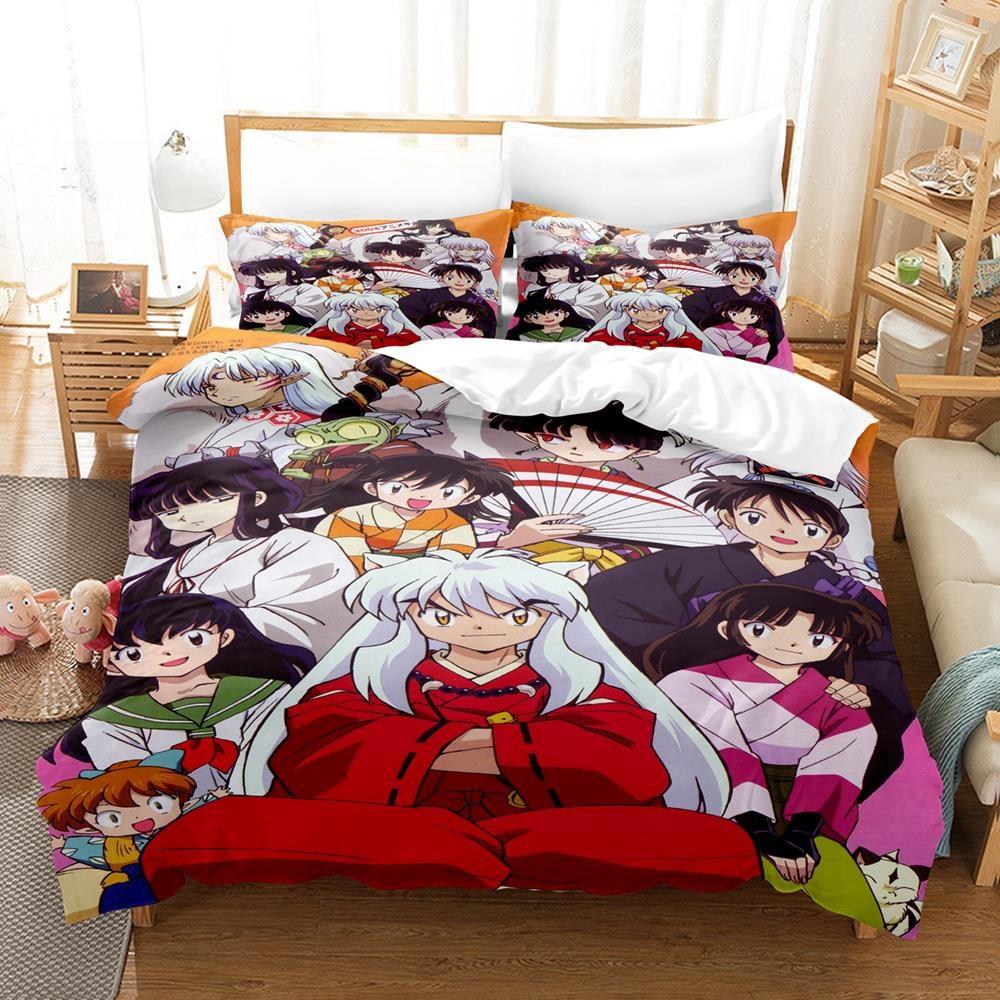 Новый модный комплект постельного белья Inuyasha, односпальная кровать, двуспальная кровать размера «king-size», комплект постельного белья для взрослых и детей, простыни и наволочки с 3D-аниме