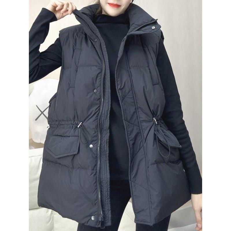 Весна Осень и Зима Женщины Плюс Размер Легкий Жилет Верхняя Одежда Тонкий Теплый Средней Длины Лацкан Свободный Жилет Кардиган Верхняя Одежда Без Рукавов