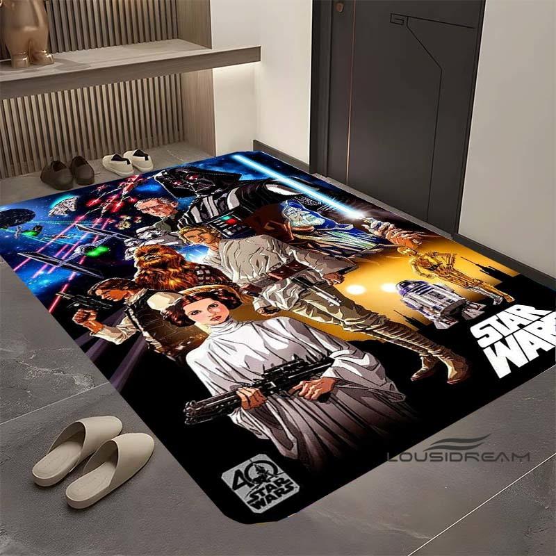 Коврик Star Wars мультяшный, подходит для гостиной, ретро-узор с галактикой, космосом, космическим кораблем, большой нескользящий коврик для прихожей, коврик для ванной, дом