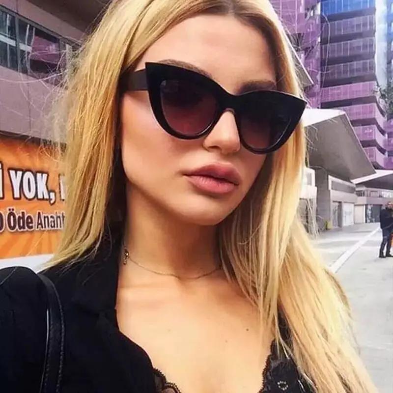 Женские солнцезащитные очки «Кошачий глаз» Винтажные Роскошные Дизайнерские Черные UV400 Солнцезащитные Очки Женская Модная Оправа Очки