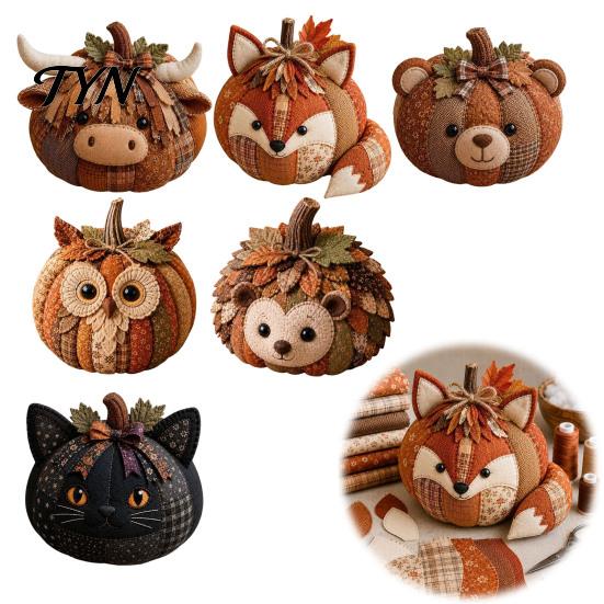 Cute Animal Decoration Crafts Pumpkin Patchwork Kit, DIY Fox Cat Owl Sewing Fabric Craft Projects Kit for Adults, Home Fall Easy Kids