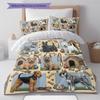 Cute Flower Puppy Pattern Bedding,Quilt Set Quilt Cover Pillowcase Home Birthday Gift (1 * duvet cover + 2 * pillowcase, without core)