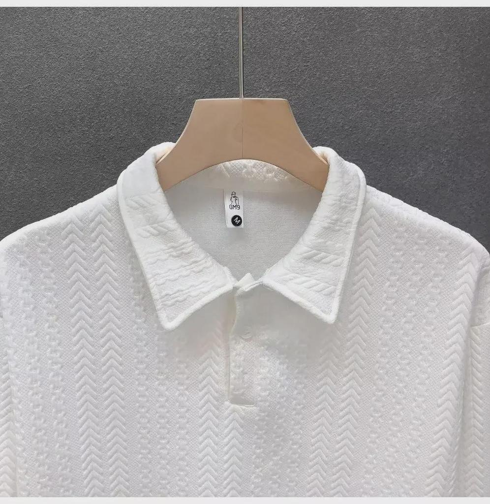 Men's Trendy Solid Color Long-Sleeve Polo Shirt - Casual Lapel Sweatshirt for Spring & Autumn