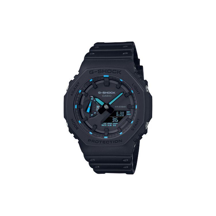 Casio G-Shock Серия с двойным дисплеем Ночной Неон Классическая Мода Восьмиугольный Тренд Спортивные Кварцевый Механизм Ремешок из Смолы Мужские часы Черный GA-2100-1A2PR