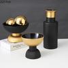 Black and Gold Ceramic Vase Desk Decoration Flowers Pots Decorative Flower Arrangement Modern Home Decor Crafts Floral Vases