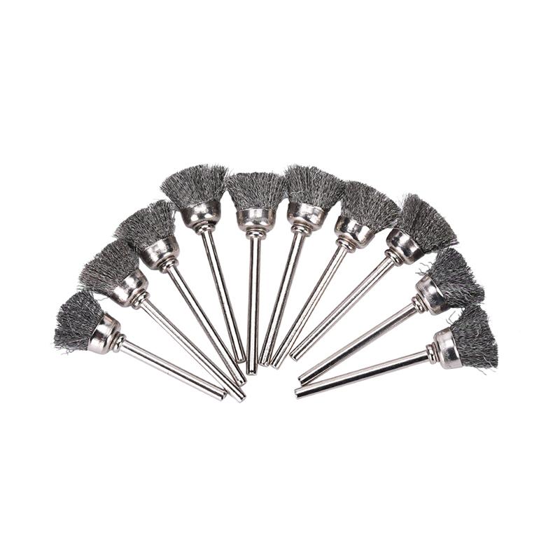 10 шт. мини-кисть из проволоки из нержавеющей стали подходит для вращающегося инструмента Dremel 13 мм
