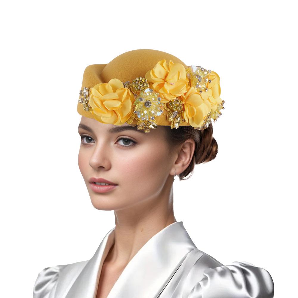 «Женская фетровая шляпа-тюрбан в британском стиле в стиле ретро с цветами — идеально подходит для церковных мероприятий и дерби»