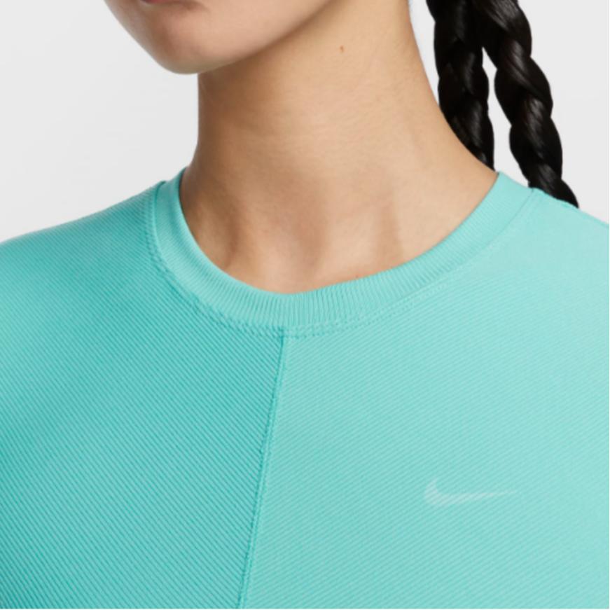 Nike Однотонная футболка с круглым вырезом и коротким рукавом, быстросохнущая, облегающая, женская, цвет синий FV7875-300