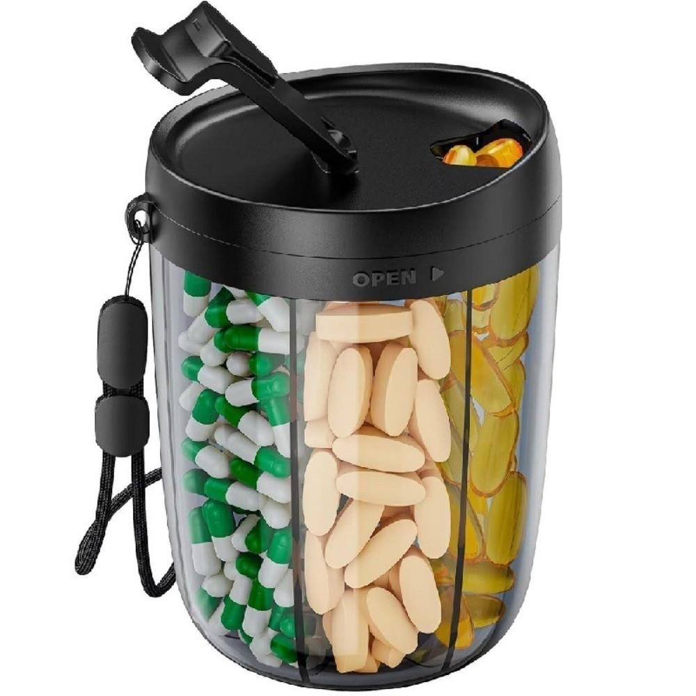 Plastic Pill Dispenser Wide Opening Pill Container New Pill Storage Bottle for Travel Use