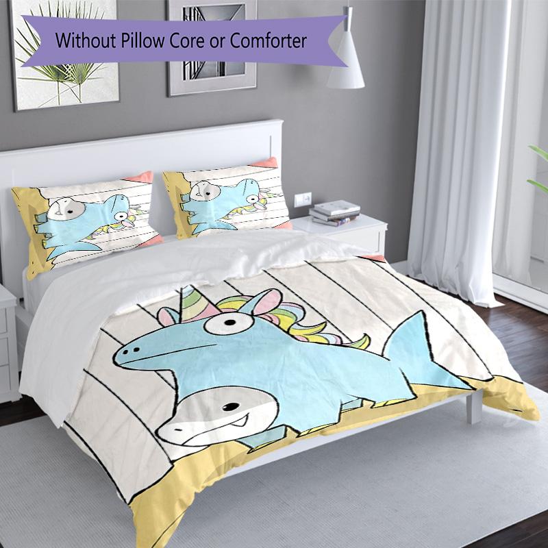 3pcs Jeff the Land Shark1 pattern bedding set duvet cover set includes duvet cover &pillowcases, perfect all season bedroom decoration & gift