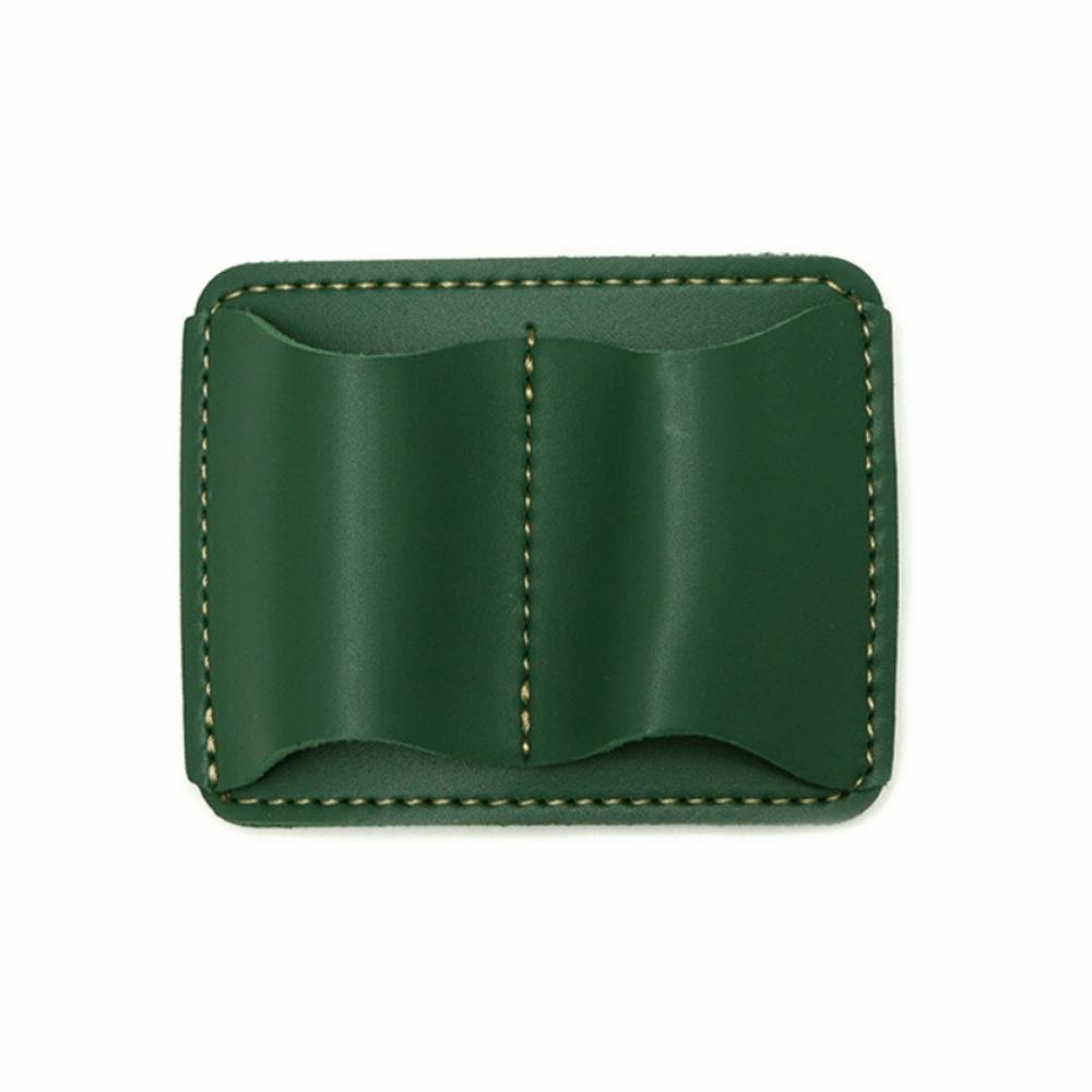 Double Vintage Leather Pen Loop Holder Metal Clip Elegant Pen Sleeve Dual Pen Slots Handmade Retro Pen Holder Stationery