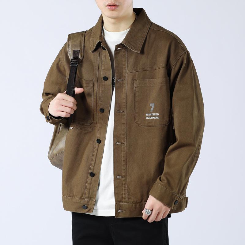 Весенне-осенняя новая джинсовая куртка, мужская рабочая куртка, простая американская повседневная куртка