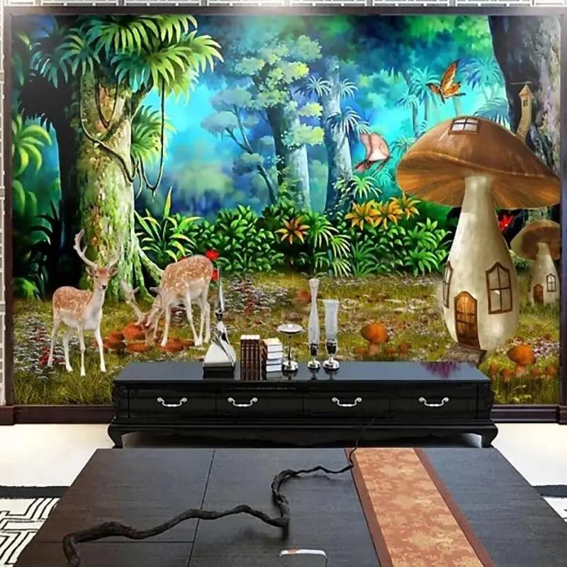 3D фотообои Лес Гриб Детская комната Фон Настенные фрески Домашний декор Обои