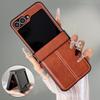 Luxury Calfskin PU Leather Line Texture Fold Phone Case for Samsung Galaxy Z Flip 6 5 4 3 5G Lens Protect Matte Shockproof Cover