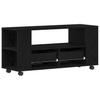 TV Stand with Casters Black Oak Effect 102 x 34.5 x 43 cm