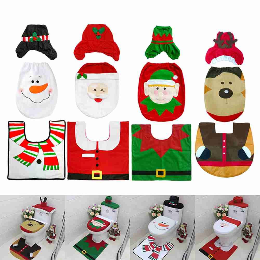 Christmas Bathroom Accessories Xmas Decor Christmas Supplies Toilet Decoration Toilet Seat Cover