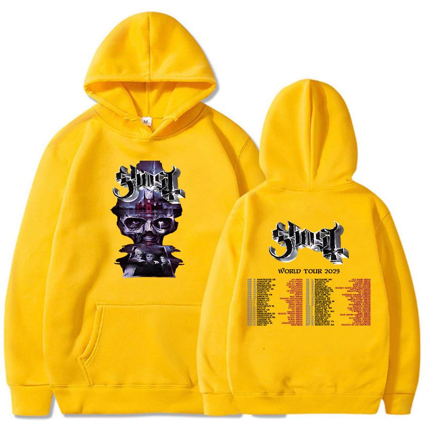 Толстовки Ghost World Tour 2025 Рок-группа Хип-хоп Унисекс Уличная одежда Sudaderas Hombre Зимние Повседневные Тяжелый Металл Толстовки Мужские
