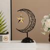 Artistic Middle Eastern Iron Moon Star Sculpture With Base Eid Ramadans Hollowout Ornament for Muslims Party Supplies