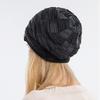 Slouchy Winter Warm Unisex Fleece Plush Lined Checkered Knit Slouchy Hats Thick Skull Chunky Beanie Cap