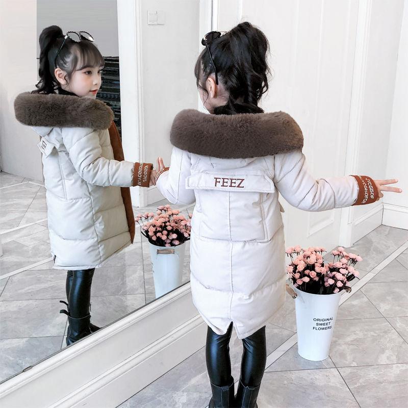 Winter Warm Plus Cotton Padded Down Padded Jacket Girls Winter Padded Jacket Padded Children's Mid-length Padded Jacket Jacket