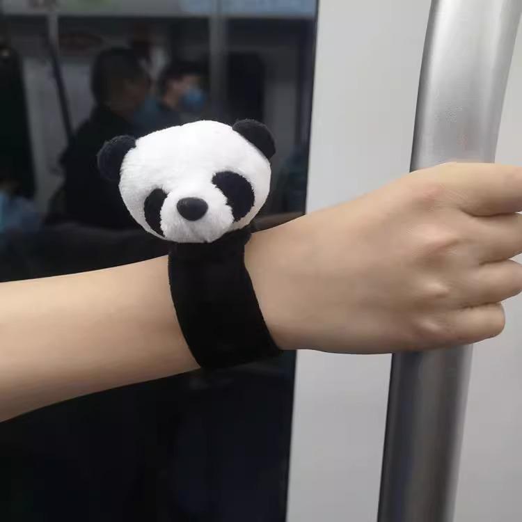 Trendy Plush Panda Bracelet: Cute Cartoon Wristband for Women & Kids - Bicycle Accessory