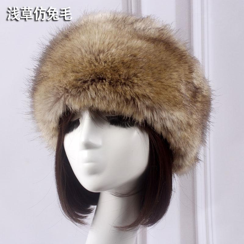 Autumn and winter imitation fur thickened hat, no empty top hat, warm hat ring, headgear, women's made fox fur brimless hat