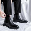 Mens Fashion Chelsea Boots Black Stylish Carved Brogue Shoes Business Office Dress Original Leather Boot Gentleman Ankle Botas
