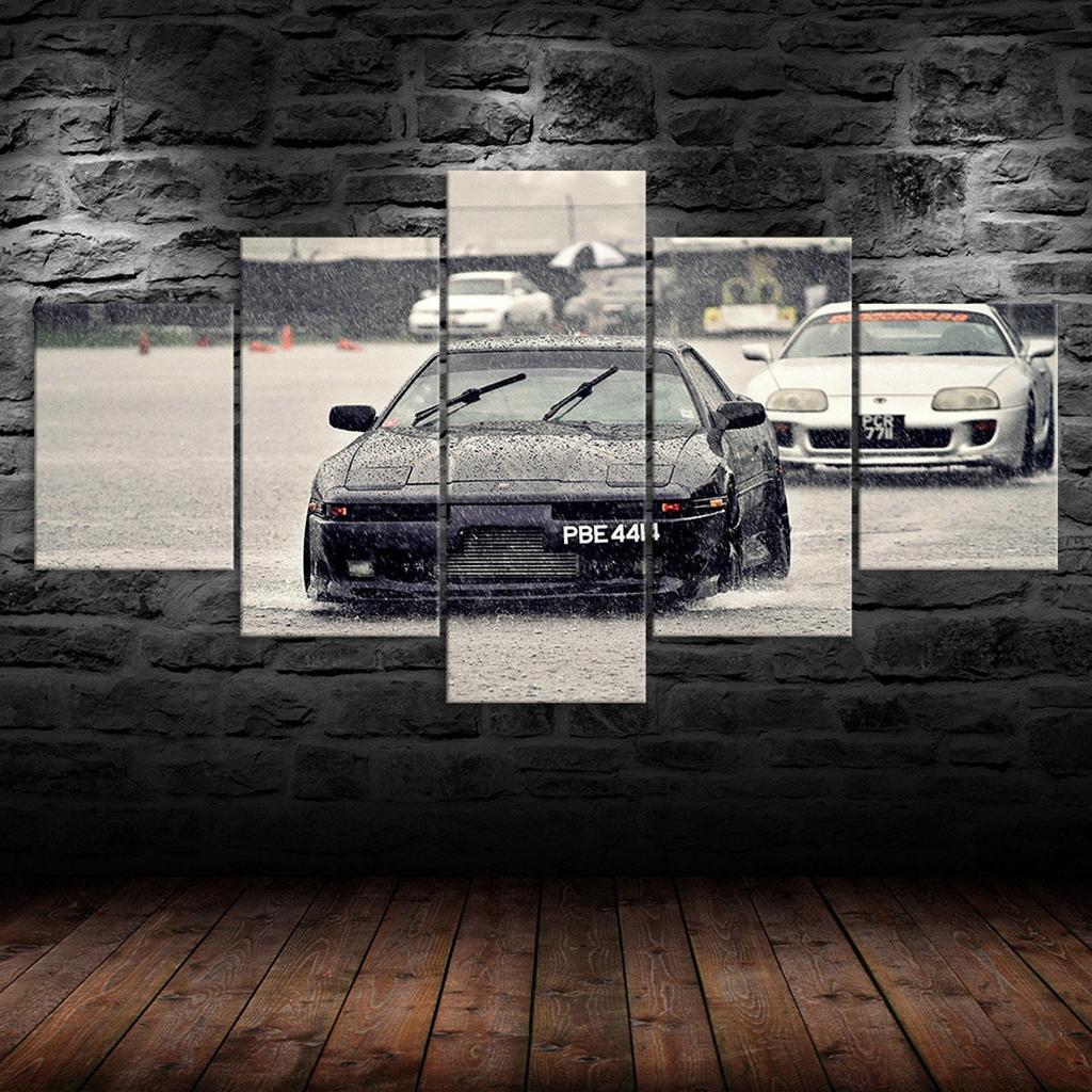Toyota Supra MK3 Drift Cars Холст 5 частей Пятипанельная печать Современное настенное искусство Постер Картина Декор дома Подарок для него Для нее