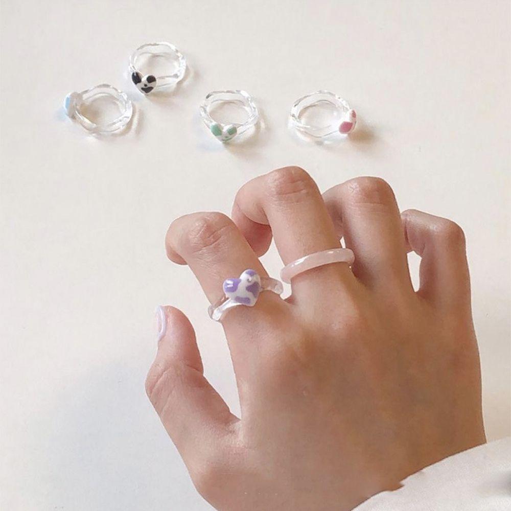 Gift Dream Colorful Leopard Creative Transparent Finger Ring Female Ring Heart Korean Style Ring