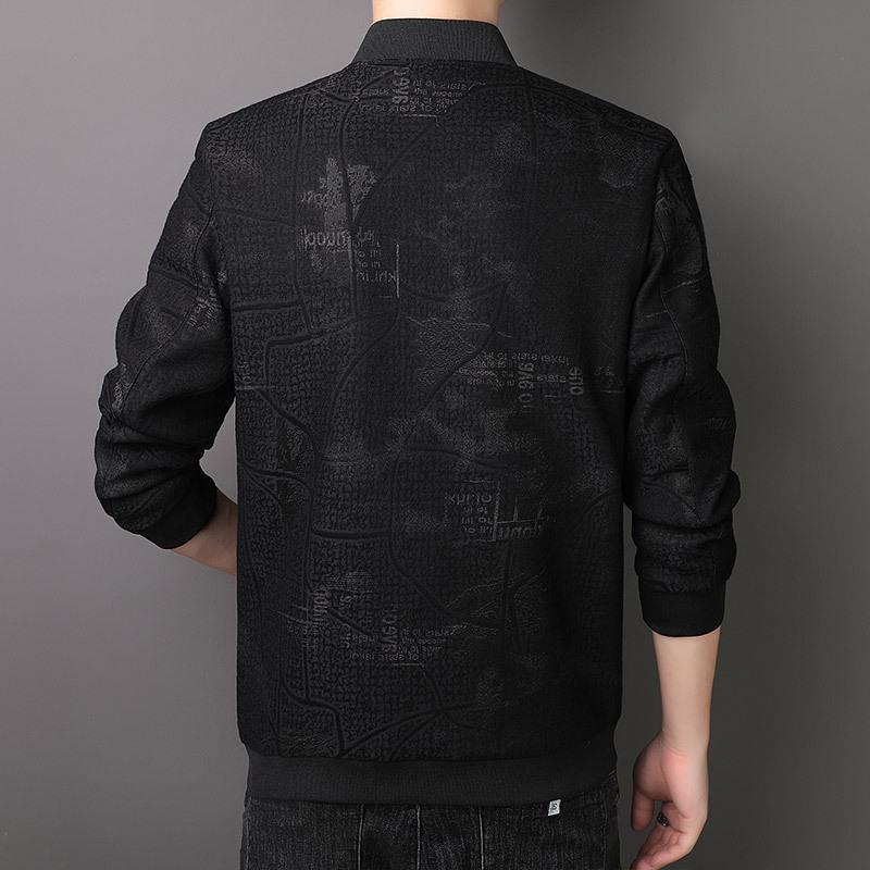 Осенне-зимнее повседневное мужское пальто с темным узором, свободное и тонкое, для пап среднего возраста, мужская куртка