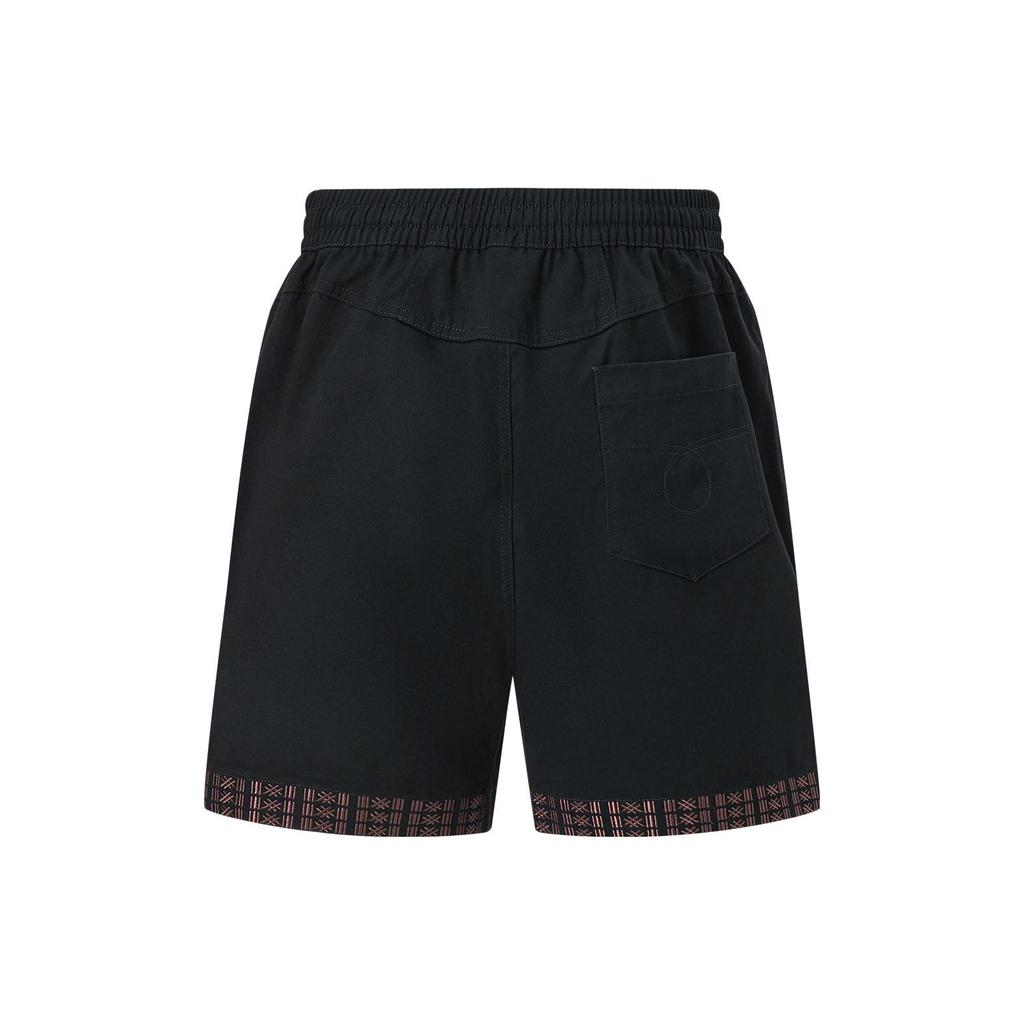 Li Ning Solid Color Drawstring Loose Sports Shorts Men Shorts Black AKST683-2