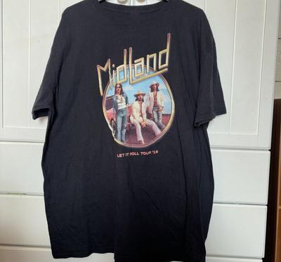 Midland Band «Let It Roll Tour 19 Хлопок Черный Все Размеры S-5XL Унисекс Рубашка CO416 Унисекс Футболка