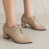 Элегантные женские лоферы на низком каблуке, модные туфли на шнуровке, черные, хаки, телесного цвета, на маленьком каблуке, для вечеринки, свадьбы, офиса, женские, больших размеров