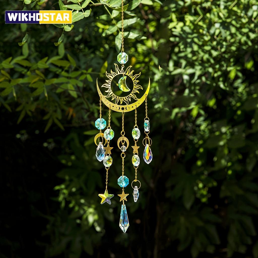 1pc Star Moon Wind Chime Pendant Cross Border Exclusive Crafts Garden Decoration Pendant Sun Catcher