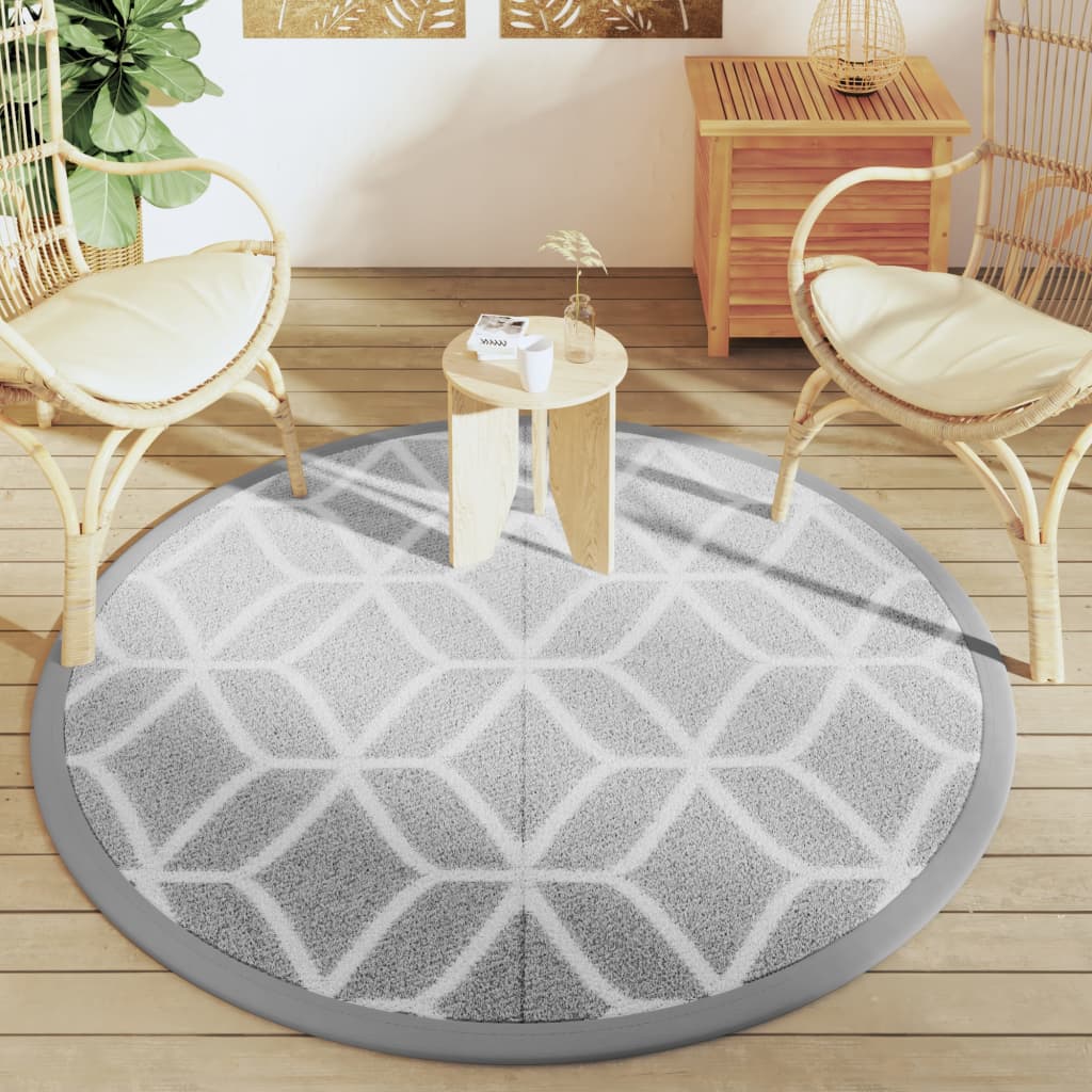 Outdoor Rug ARAKIL Grey Ø160 cm PP