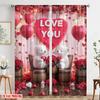 2 шт., 2D печать на ткани Занавеска Популярный медведь День святого Валентина Прочная 100% полиэстеровая ткань (без удилища) Внутренние украшения для